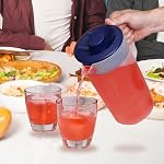 Water Pitcher with Lid 1 Gallon Pitcher BPA Free & Phthalate Free - Navy | Freezer/Dishwasher Safe