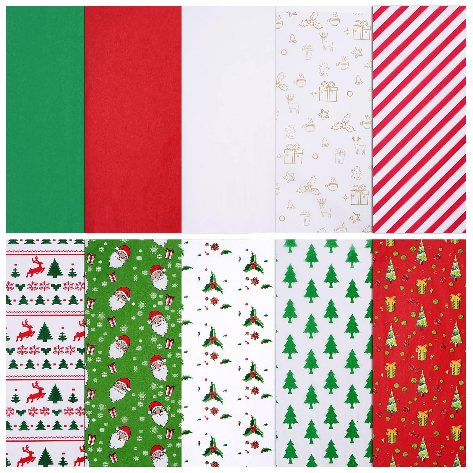 140 Sheets Christmas Tissue Paper,Assorted Xmas Design Bulk Gift