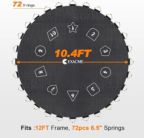 Miniatura 6 de Exacme 6181-JB - Alfombrilla de salto redonda para trampolín de 16, 15, 14, 12 pies, resortes no incluidos, 6181-JB
