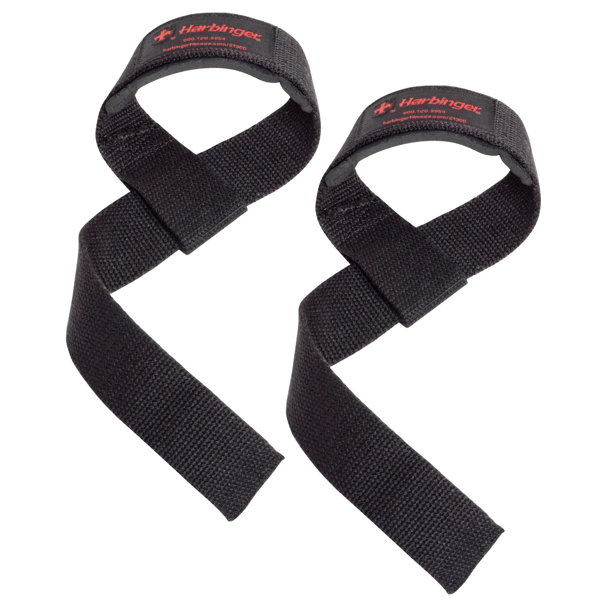 Photo 1 of Harbinger Padded Cotton Lift Straps, Black - Soft, Supportive Neotek Wrist Pads - 21.5" Length, 1.5" Width - Reinforced Edges & Heavy-duty Stitching - Cushions Wrists for Lifting Support