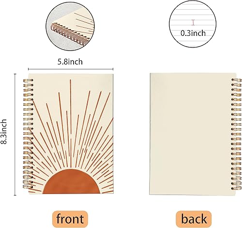 Miniatura 5 de VNWEK Cuaderno abstracto bohemio de terracota, amanecer, puesta de sol, sol, sol, rayos de sol, diario en espiral de 5.5 x 8.3 pulgadas, cuaderno
