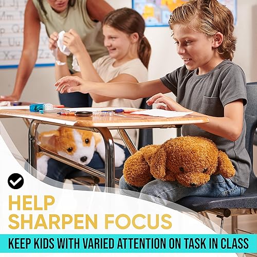 Miniatura 6 de Almohadilla de regazo con peso para niños de 5 libras. Manta sensorial con peso de animales de peluche para niños pequeños, niños y adultos con