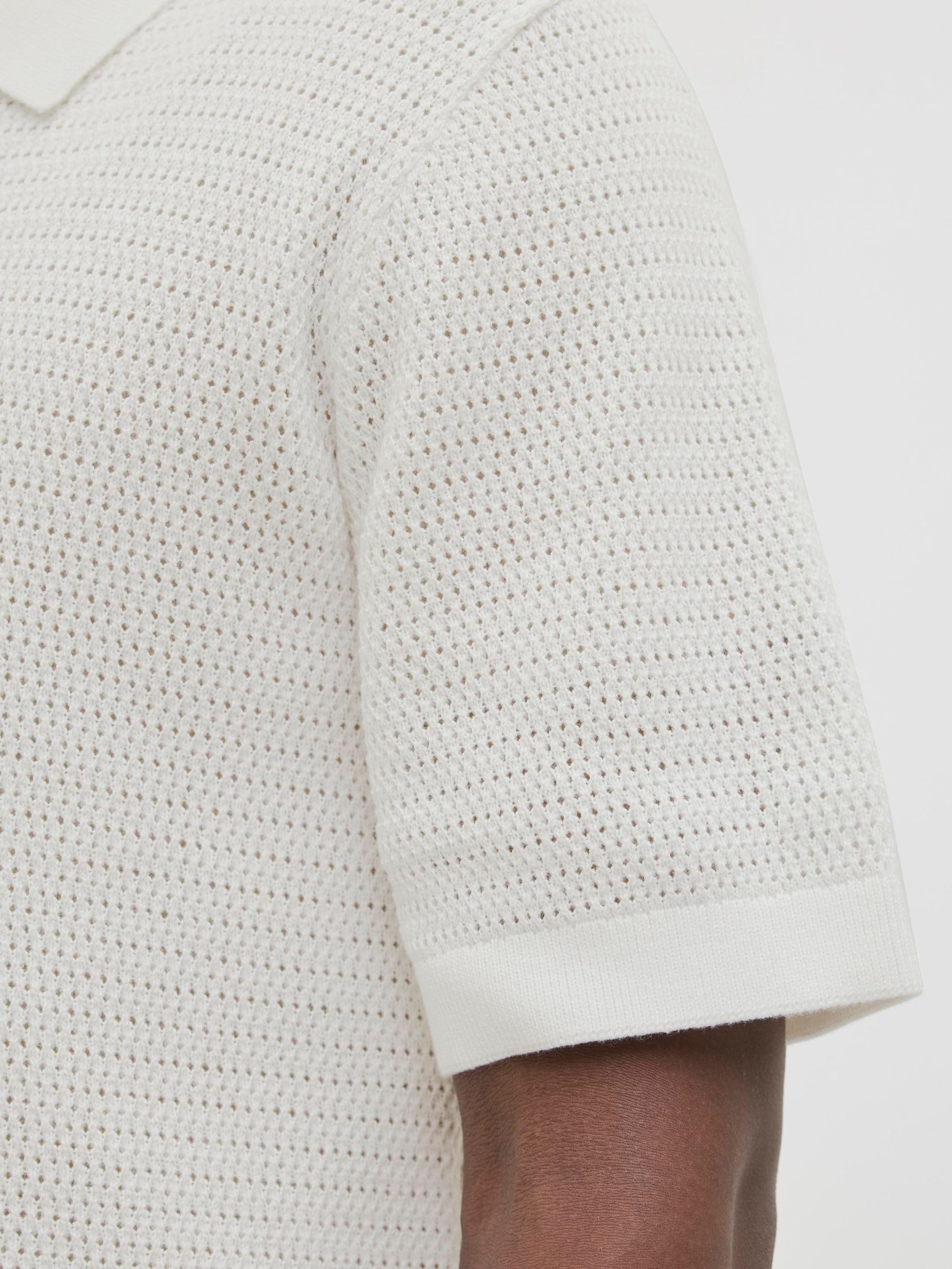 JACK & JONES Jprblajones Knit Polo Ss męska koszulka polo, Cloud Dancer, M