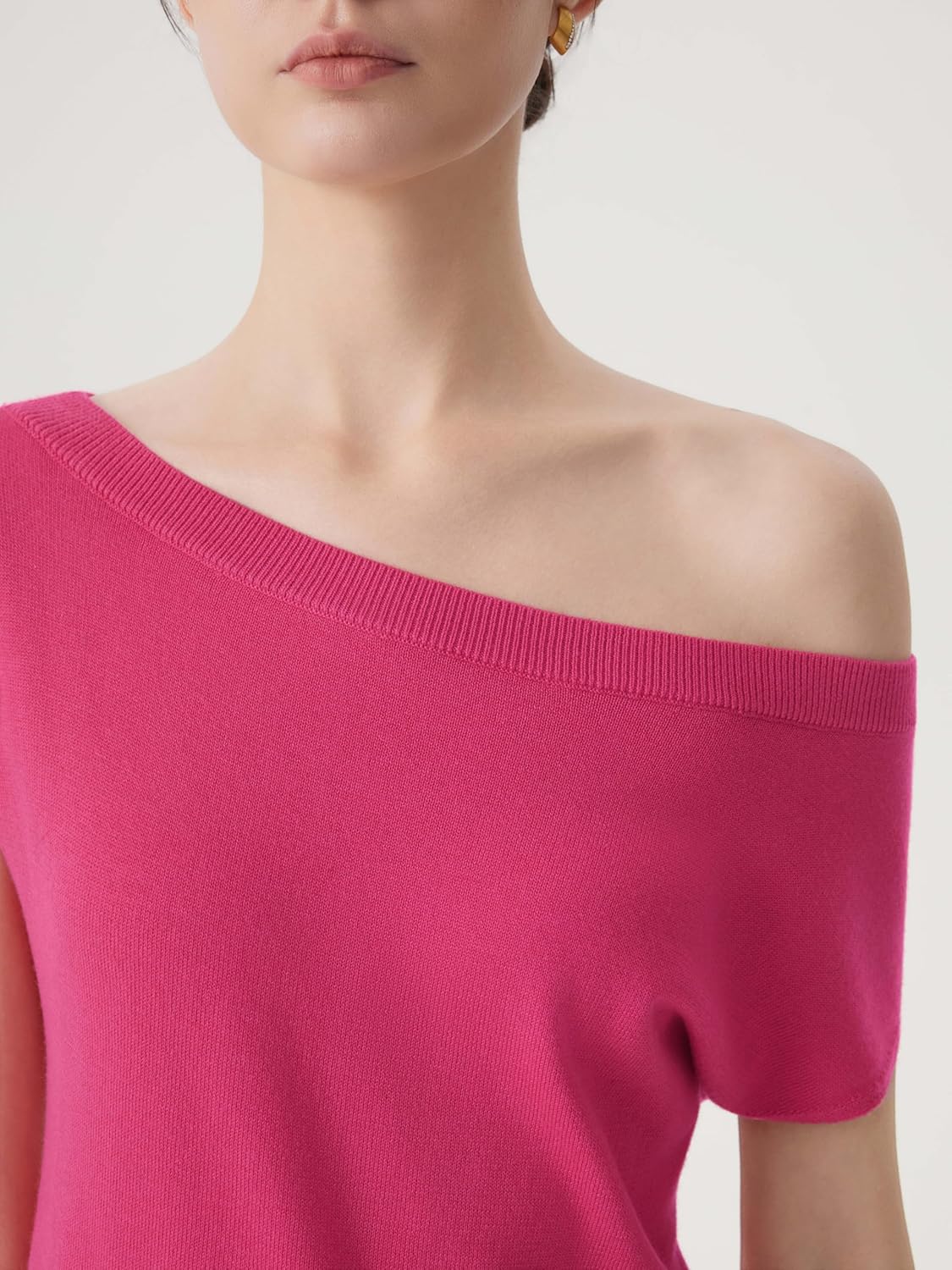 SUUKSESS Women Silk Cashmere Blend Off The Shoulder Tops Summer Lightweight Knit Trendy Sweaters Loose Fit Shirts - Image 6