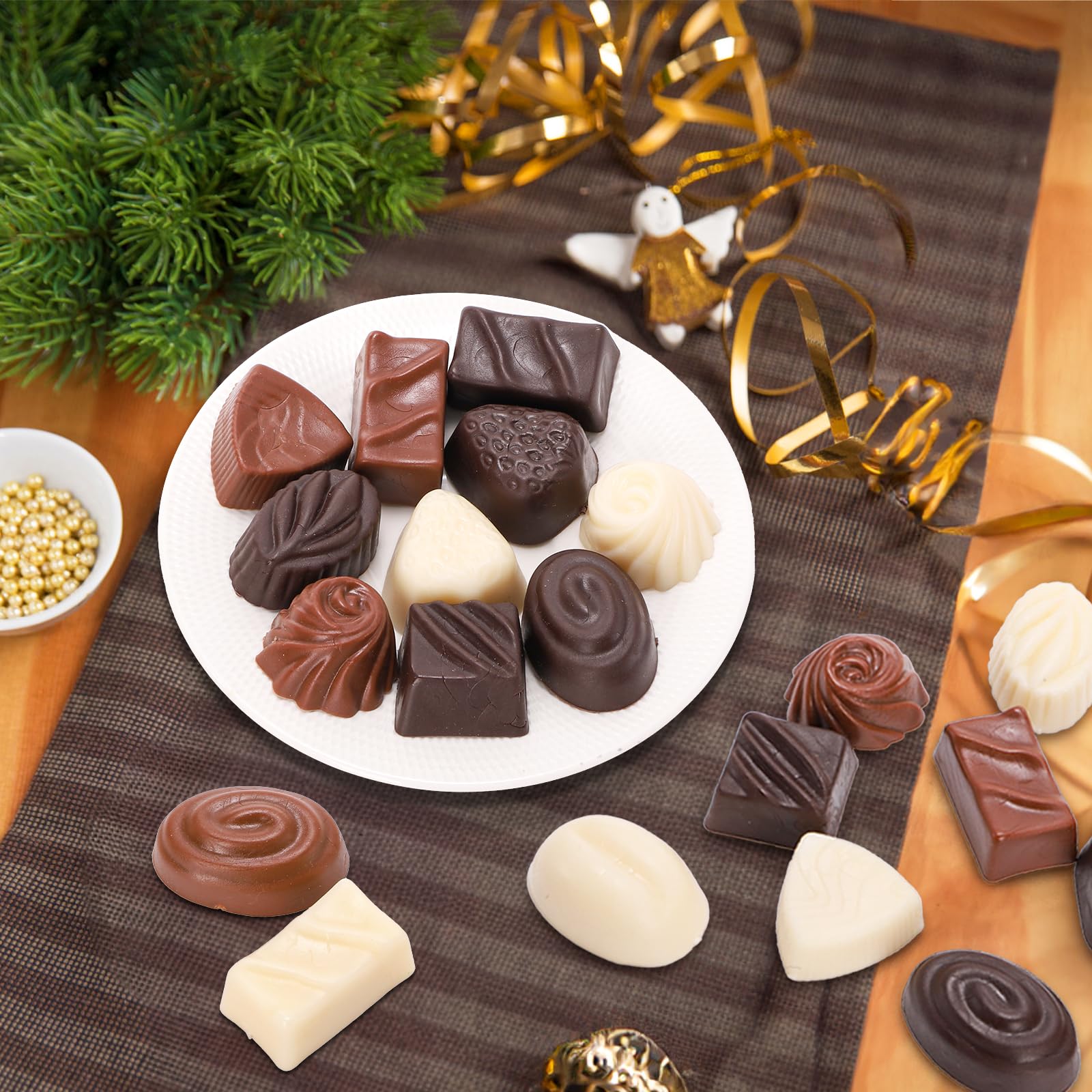 40 piezas de chocolate falso, dulces artificiales para manualidades, decoraciones de chocolate realistas, modelo de postre de dulces reutilizables para decoración de pasteles, recuerdos de 7