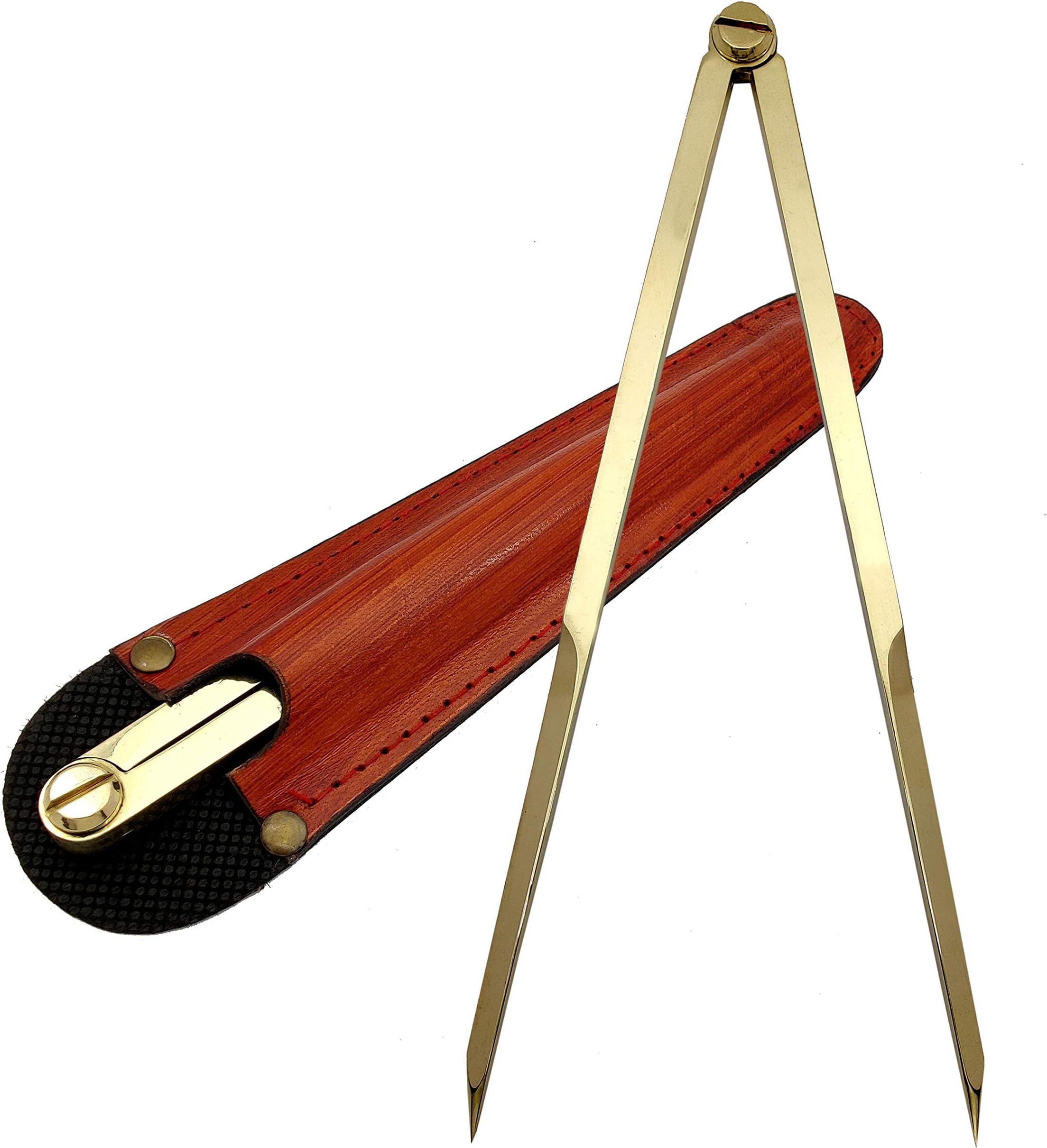 5MOONSUN5's Vintage Navigation Straight Pattern Artist Divider Solid Brass Drawing Tool Professional 8” Long Solid Brass with Heavy Duty Point Tool for Art Projector. with Leather Case