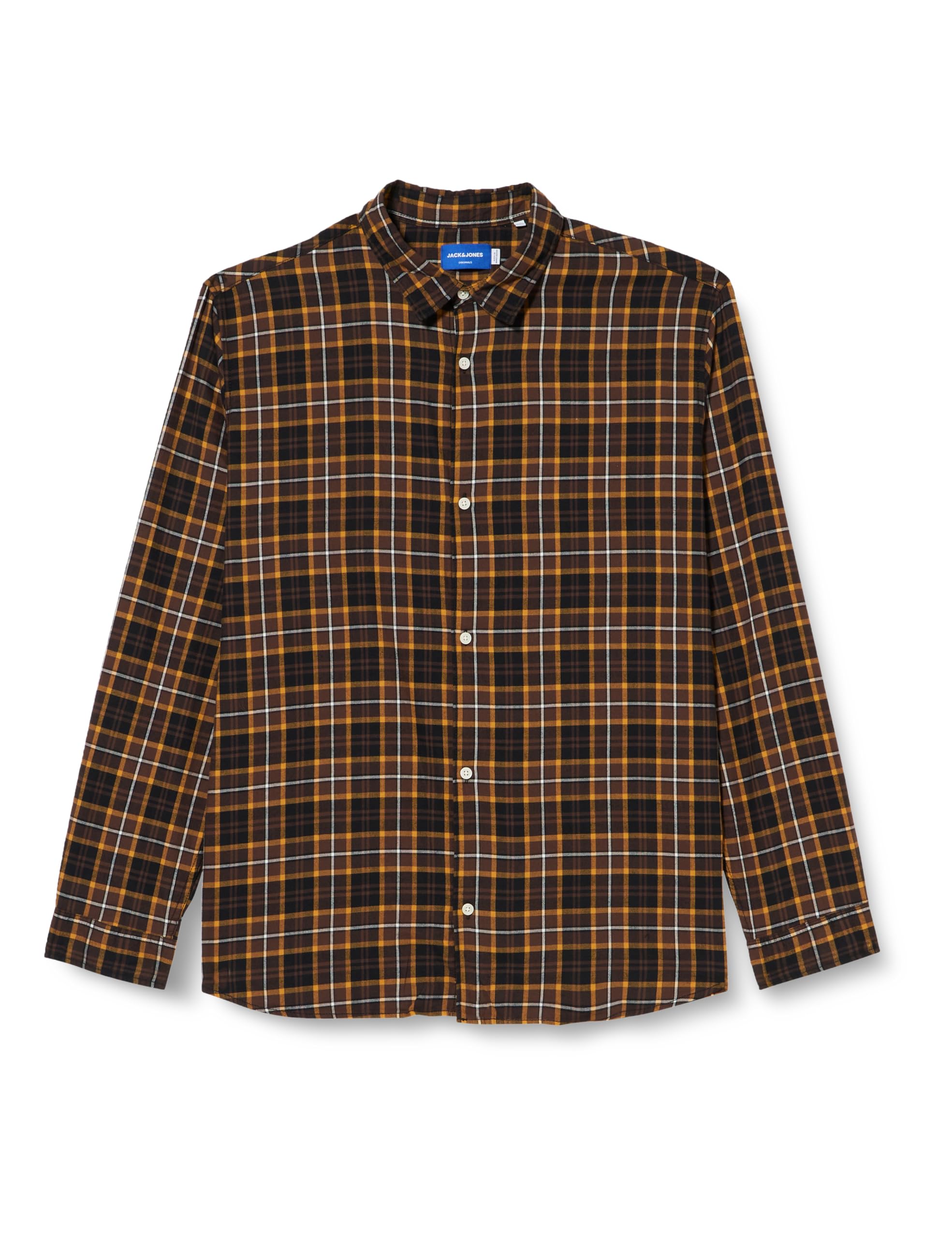 JACK & JONES Herren Jorjoshua Check Shirt Ls Hemd 12227596 ,Chocolate Brown ,S