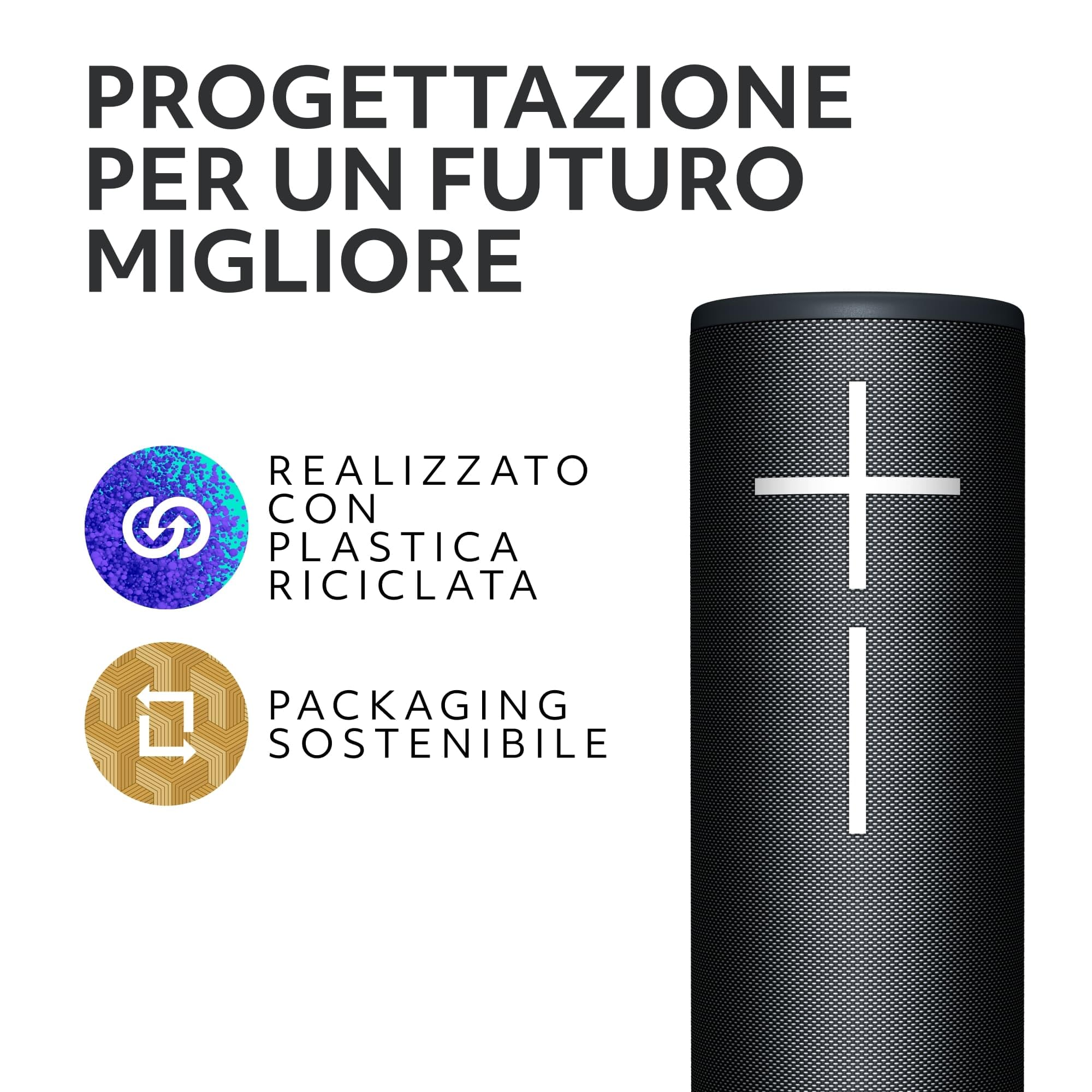 Ultimate Ears BOOM 4, altoparlante portatile Bluetooth, impermeabile e galleggiante, con suono a 360° potente, avvolgente e cristallino, 15 ore di batteria e raggio d’azione di 45 m USB-C - Nero