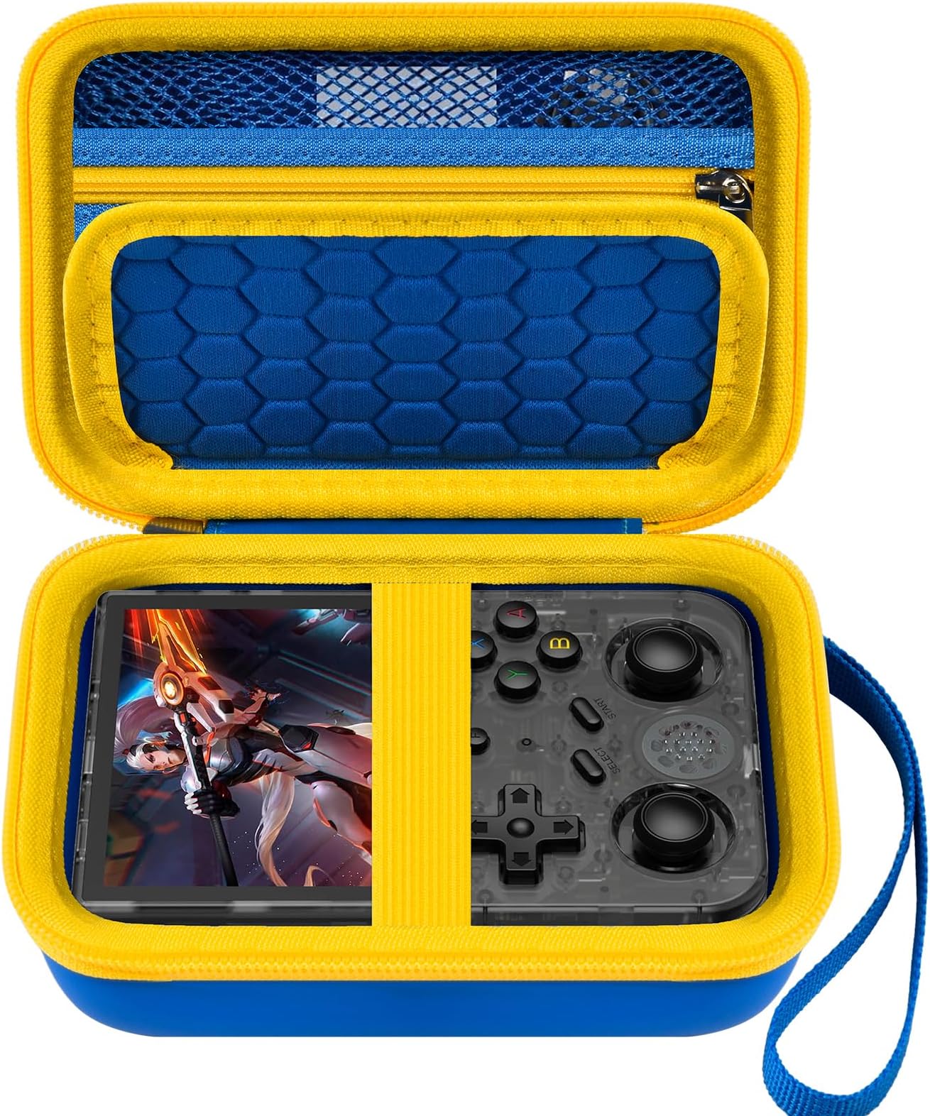Hard Case Compatible with Capcom/for Blaze Taito Super Pocket, Arcade Gaming Handhled Carrying Storage Bag with Mesh Pocket for Evercade cartridges and USB Cable (Box Only) - Blue