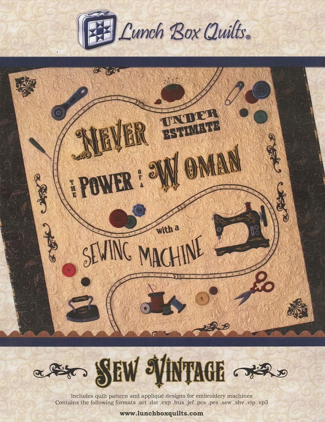 Sew Vintage Applique Design Quilt Pattern for Embroidery Machine Lunch Box Quilts