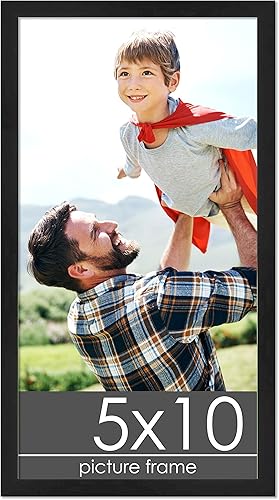 Miniatura 1 de Poster Palooza Marco de madera maciza de 5 x 10 pulgadas, laca negra de alto brillo, ancho de moldeo de 0.75 pulgadas, plexiglás acrílico UV,