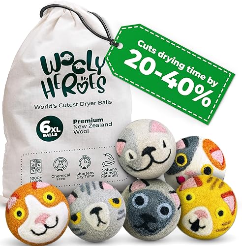 Vista 45 de No más hojas de secadora! Bolas de lana reutilizables para secadora XL, paquete de 6 unidades, reduce la estática, reduce el tiempo de secado y 6