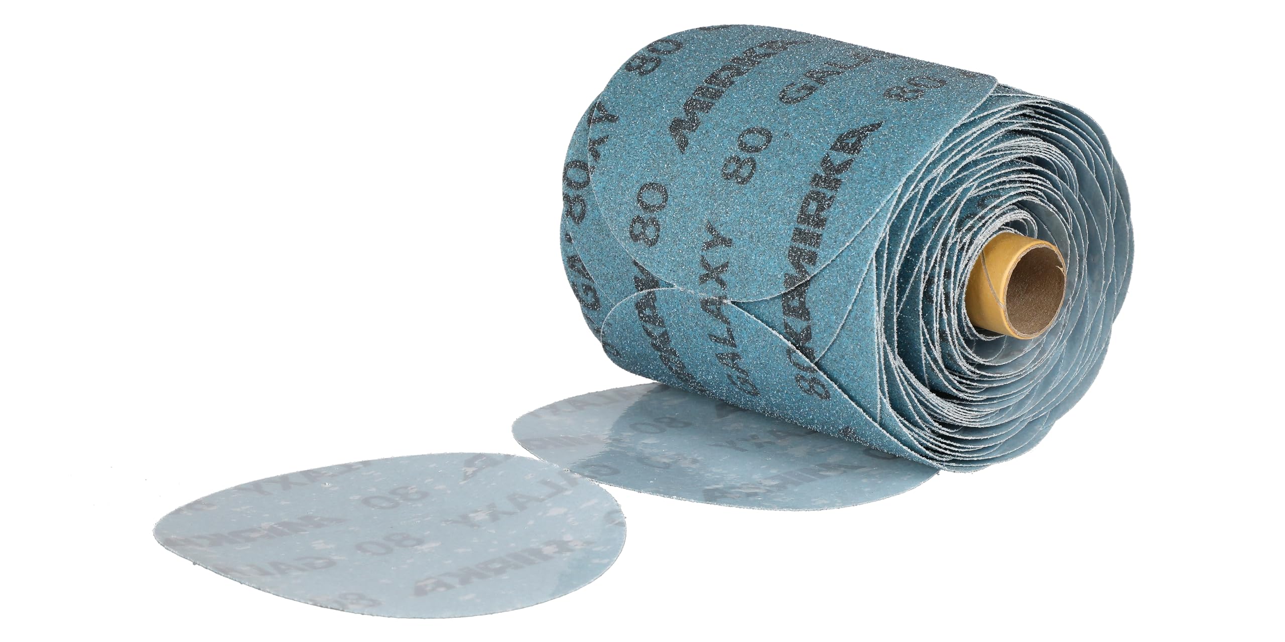 Mirka Galaxy - Papel de lija de 5 pulgadas, grano 80, 100 discos/rollo de eslabones, autoadhesivo PSA - Abrasivo de alta calidad para resina epoxi, madera, metal, tecnología sin obstrucciones