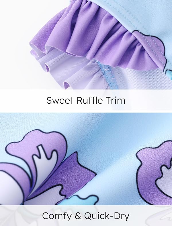 Disney Stitch Girls Swimsuits Lilo & Stitch Ruffle One Piece Bathing Suits Sport Summer Beach UPF 50 Swimwear Purple Quick Dry for Kids Girl Size 4-5T by Disney - Image 5