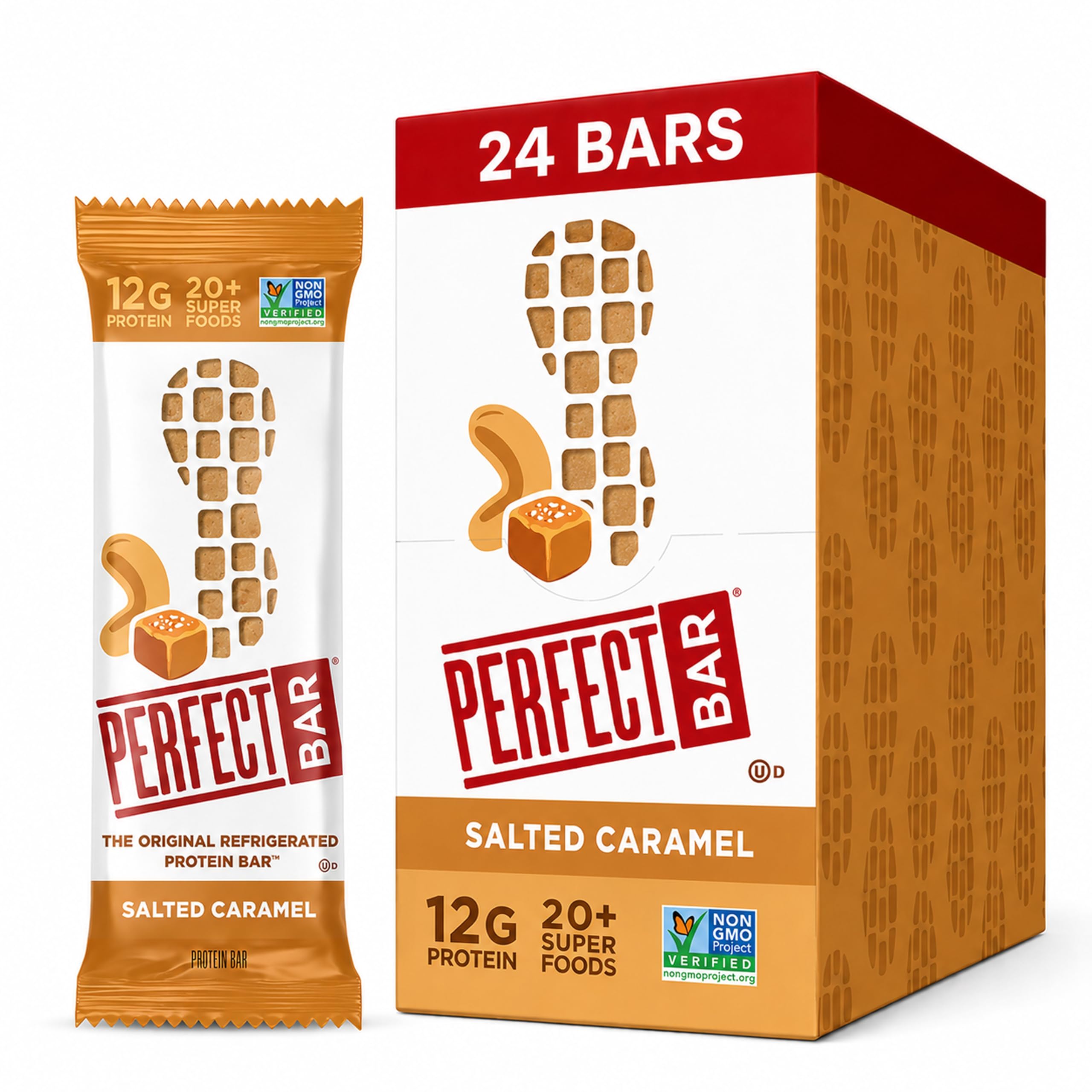 Perfect Bar Barretta proteica refrigerata originale, caramello salato, barrette da 62,4 g, 8 pezzi (confezione da 3)