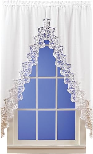 Collections Etc Elegante borde de encaje recortado de color sólido cortina de ventana