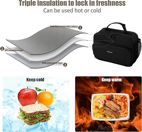 Miniatura 2 de Veki Lonchera grande con aislamiento, bolsa de almuerzo a prueba de fugas para hombres, elegantes loncheras de apertura amplia para mujeres, bolsas