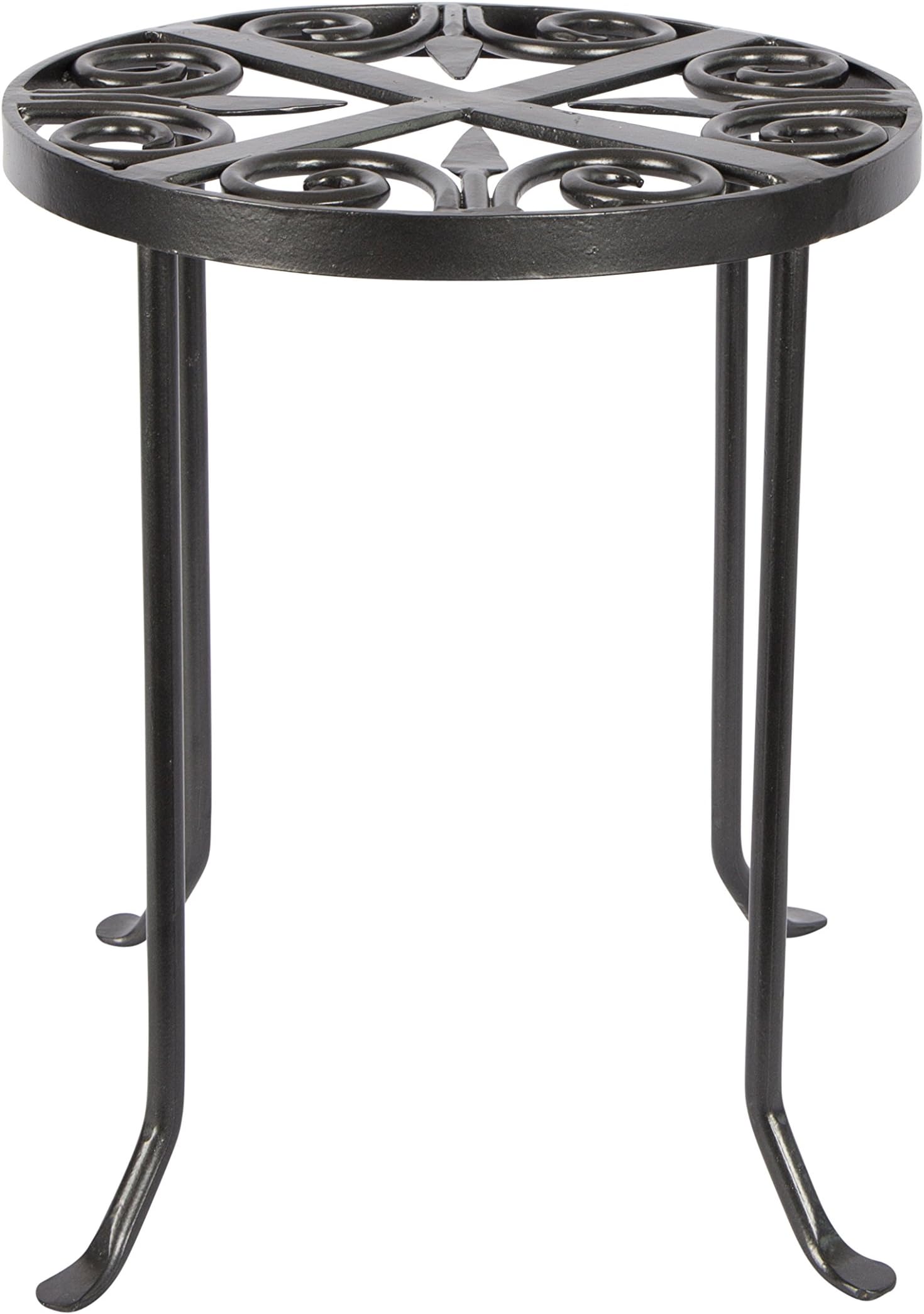 Achla Designs VTT-01 Round Trivet Wrought Iron Plant Stand, Graphite