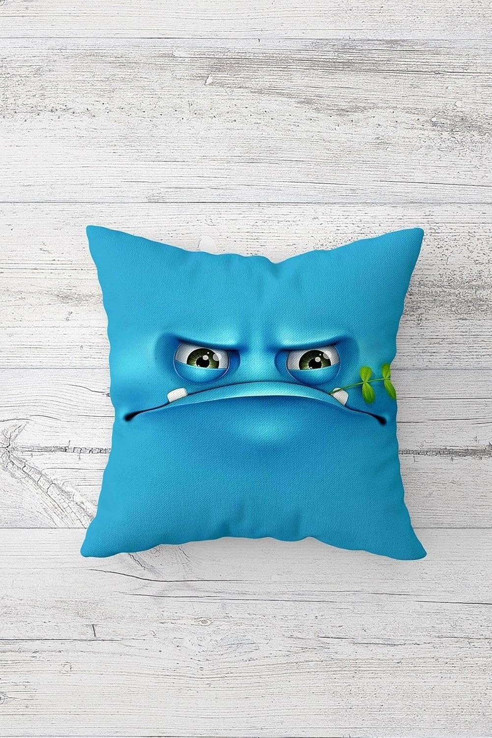 Pelangi Kızgın Emoji Çift Tarafı Baskılı Gizli Fermuarlı Yastık Kılıfı Kırlent Koltuk Yastık Kılıfı, mavi 45 x 45, 2469161545451