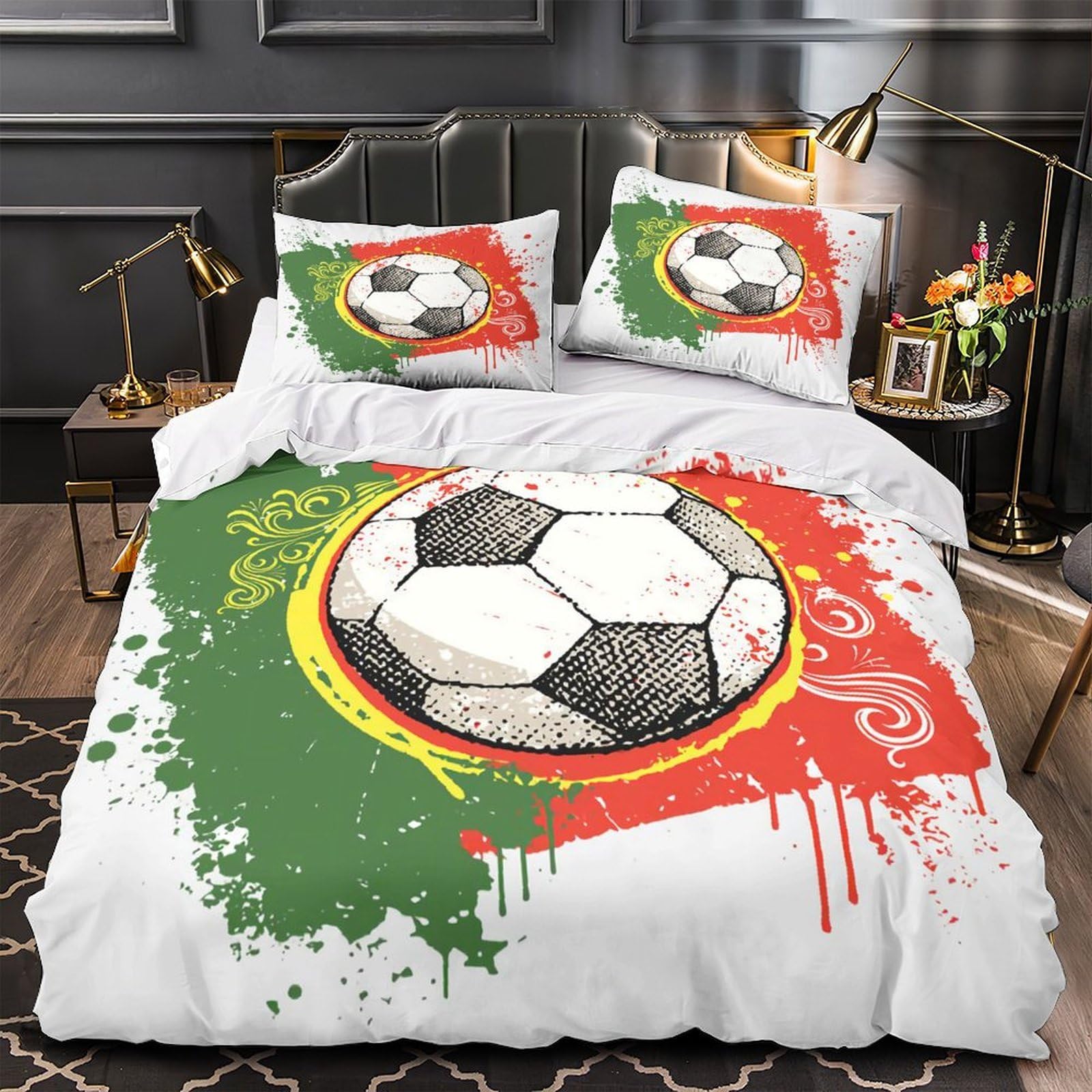 Housse de couette de football 140x200 en microfibre résistante effet 3D