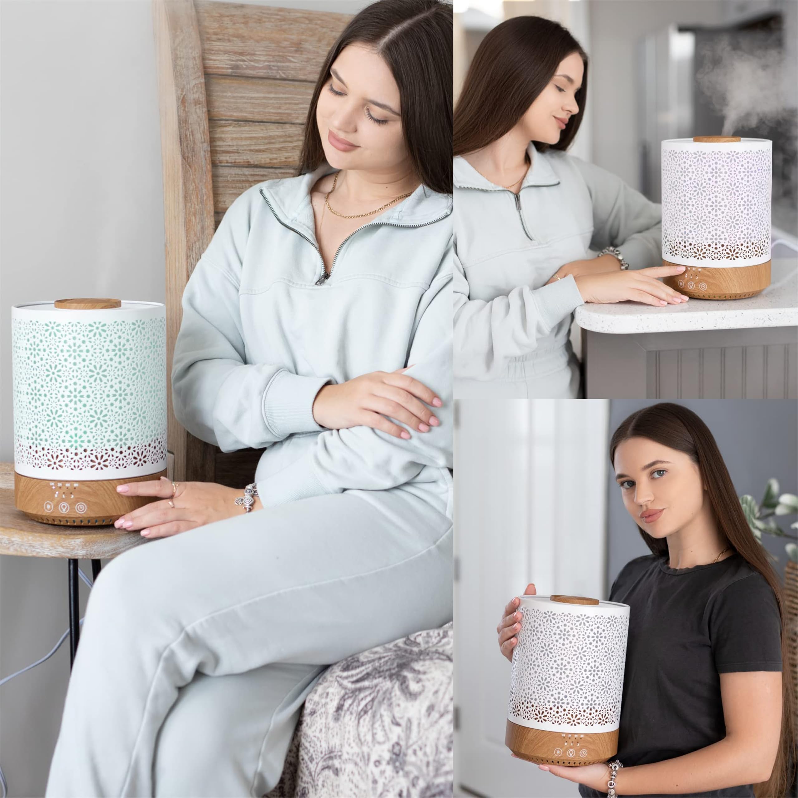 BlueHills - Humidificador de 2500 ml con difusor de aceite esencial, diseño de decoración del hogar para cama grande, baño, niños, sala de estar, luces LED de gran capacidad, aroma ultrasónico, niebla