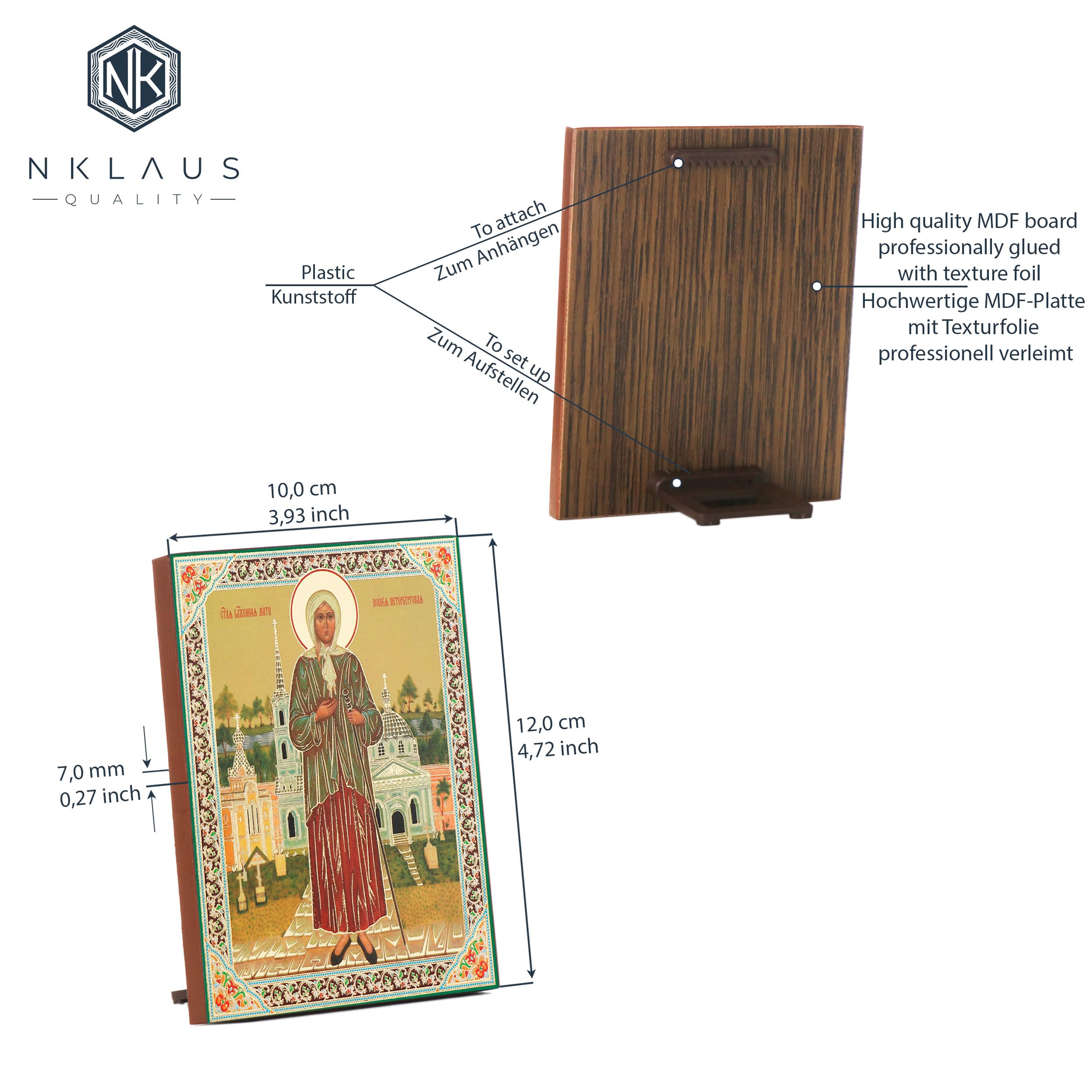 NKlaus Holy Xenia Wooden Icon 10x12cm Christian Orthodox, Religious 13921, Multicolor, 12L x 10W cm - Image 2
