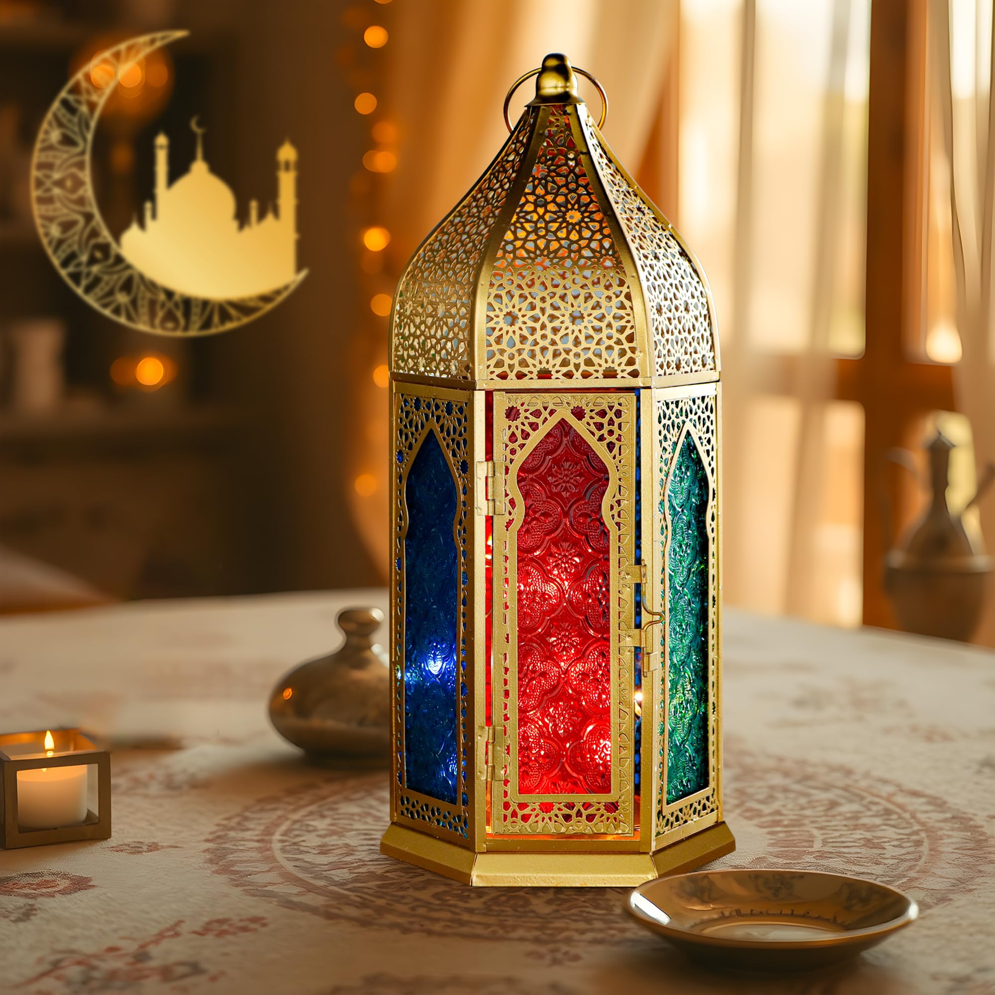 Amazon.com: TRIROCKS Moroccan Lantern – 15'' Gold Hexagonal Candle