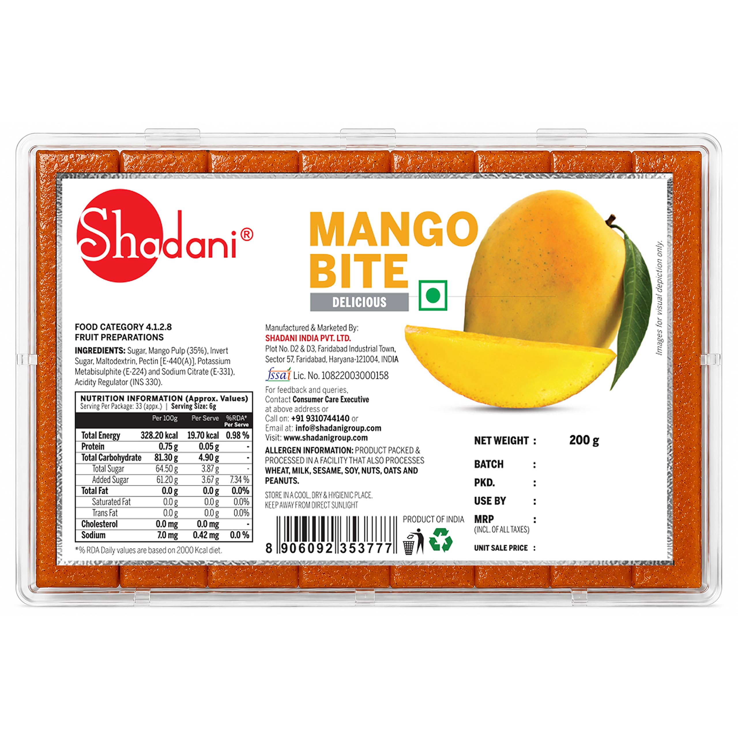 Shadani Mango Bite Box (200g) | Meetha Dried Aam Papad Slices | Fruit Snacks - Dried Mango Candy Slices Box-image-44