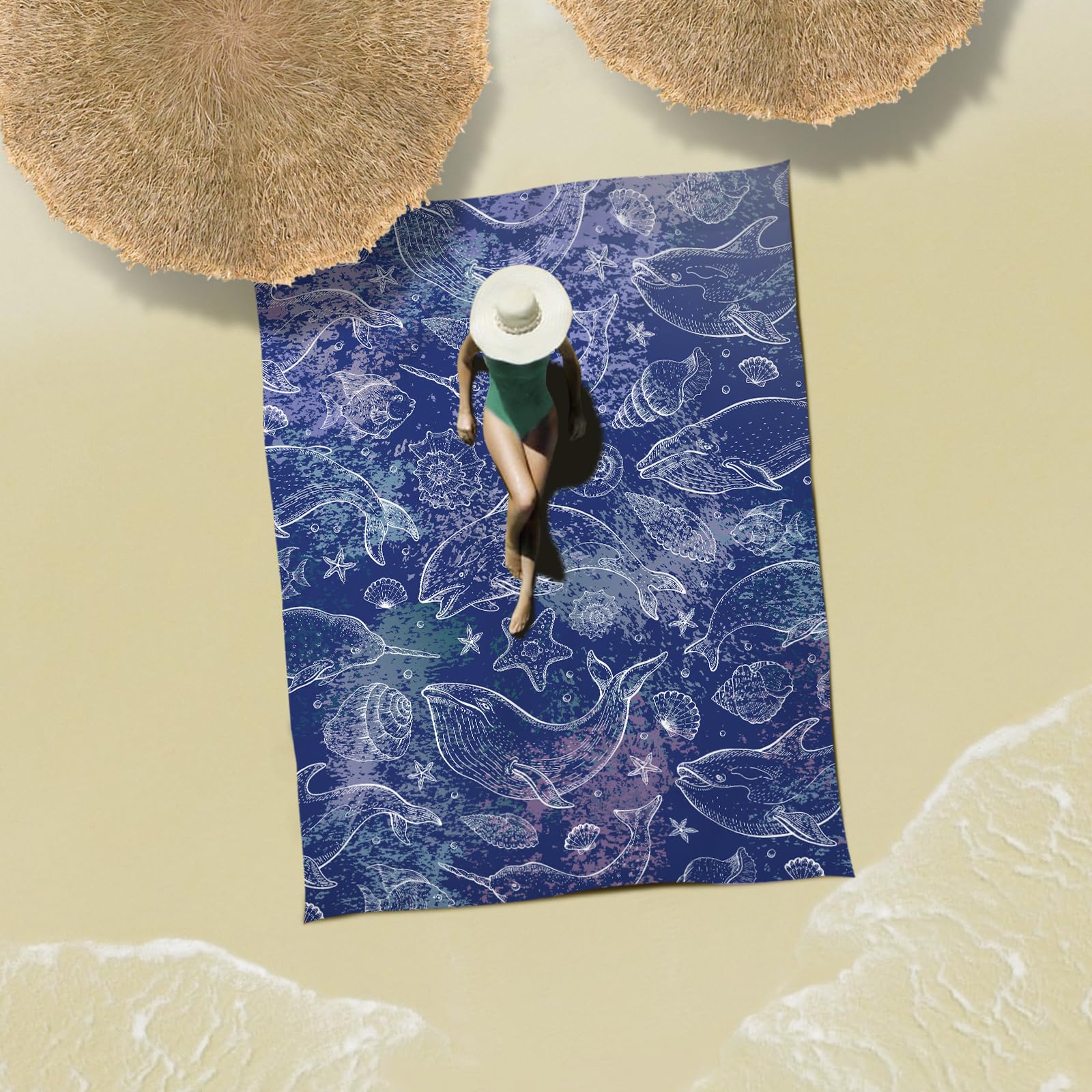 Coperta Spiaggia Sunlit 270x205cm - Tappetino Anti Sabbia Con Tasche Angolari E Borsa - Foto 14