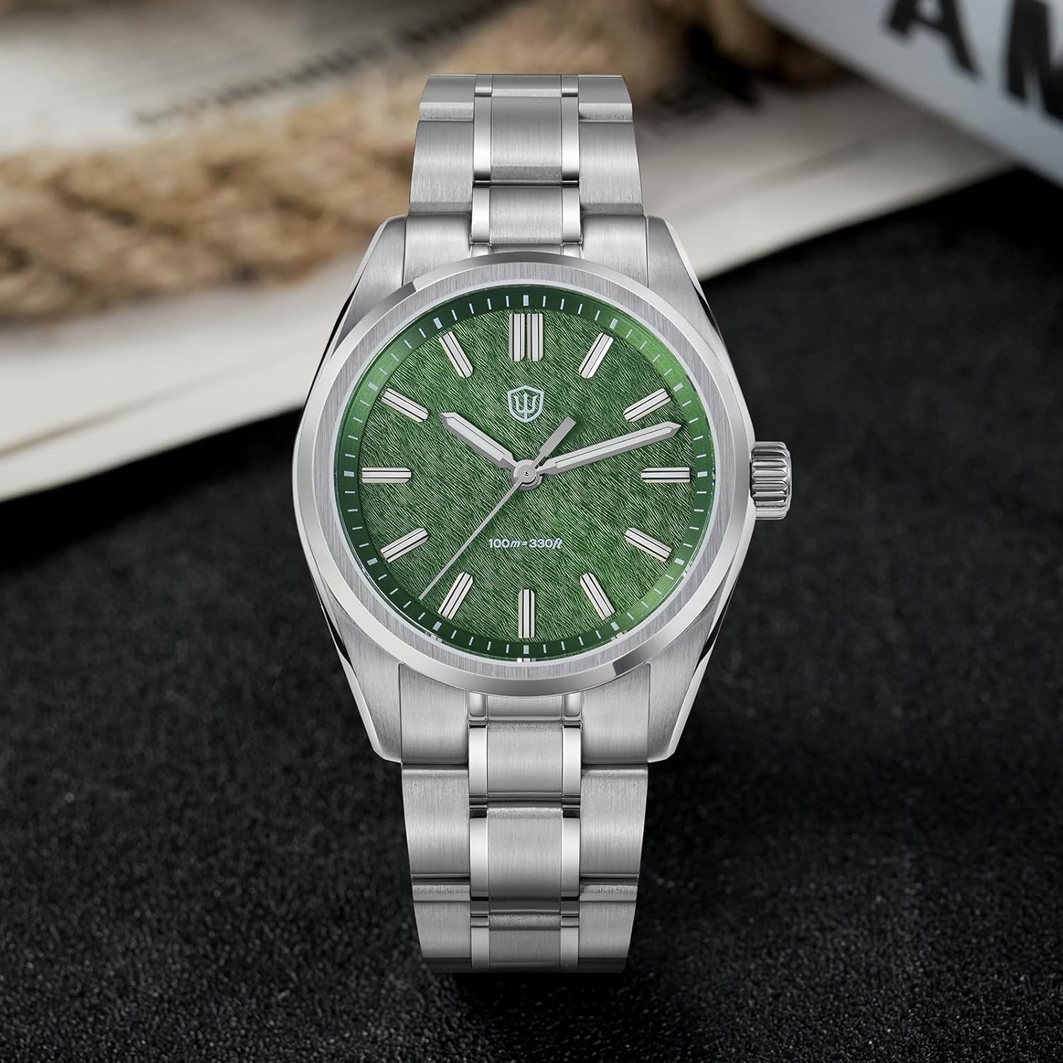 watchdives WD0003 Original Design Aventurine Men Watch VH31 Sweep Second Quartz Watch 36mm Sapphire Crystal Luxury Wristwatch 100m Waterproof