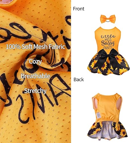 Miniatura 26 de CuteBone Vestido de malla para perro, vestido de Halloween para cachorros, traje de verano para mascotas, moda de verano para perros pequeños, ropa