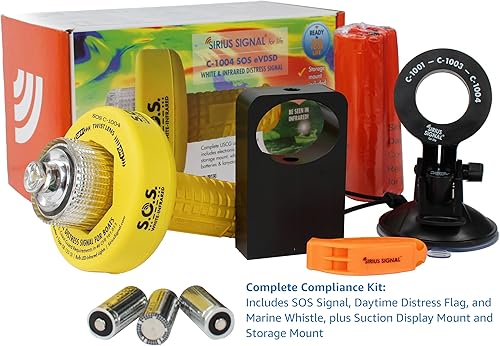 Miniatura 3 de Sirius Signal C-1004 SOS - Señal de socorro LED, blanco e infrarrojo, aprobado por USCG, incluye soporte de pantalla, soporte de almacenamiento
