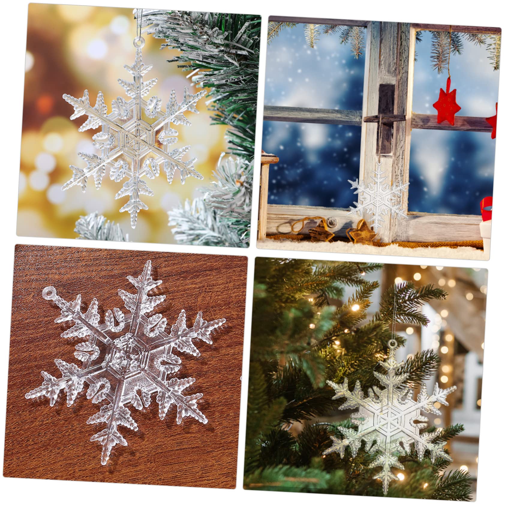 MAGICLULU 4 Sätze Transparenter Schneeflocken-anhänger Preiswerte Weihnachtsdeko Christbaum Anhänger Weihnachtsbäume Weihnachtsbaumschmuck Kugel Hängende Acryldekoration 18 Stück * 4