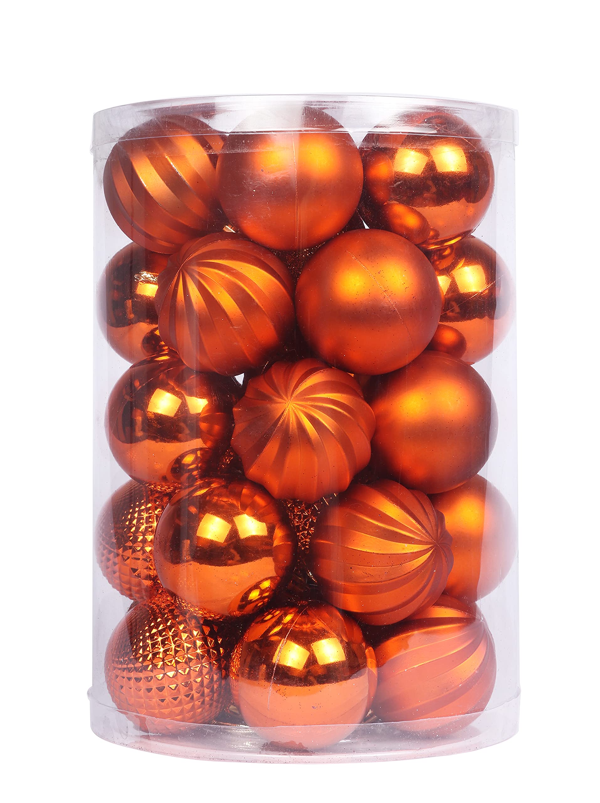 YYCRAFT 34ct Christmas Ball Ornaments 4CM for Xmas Tree Christmas Decorations Shatterproof Hooks Included (Orange, S)