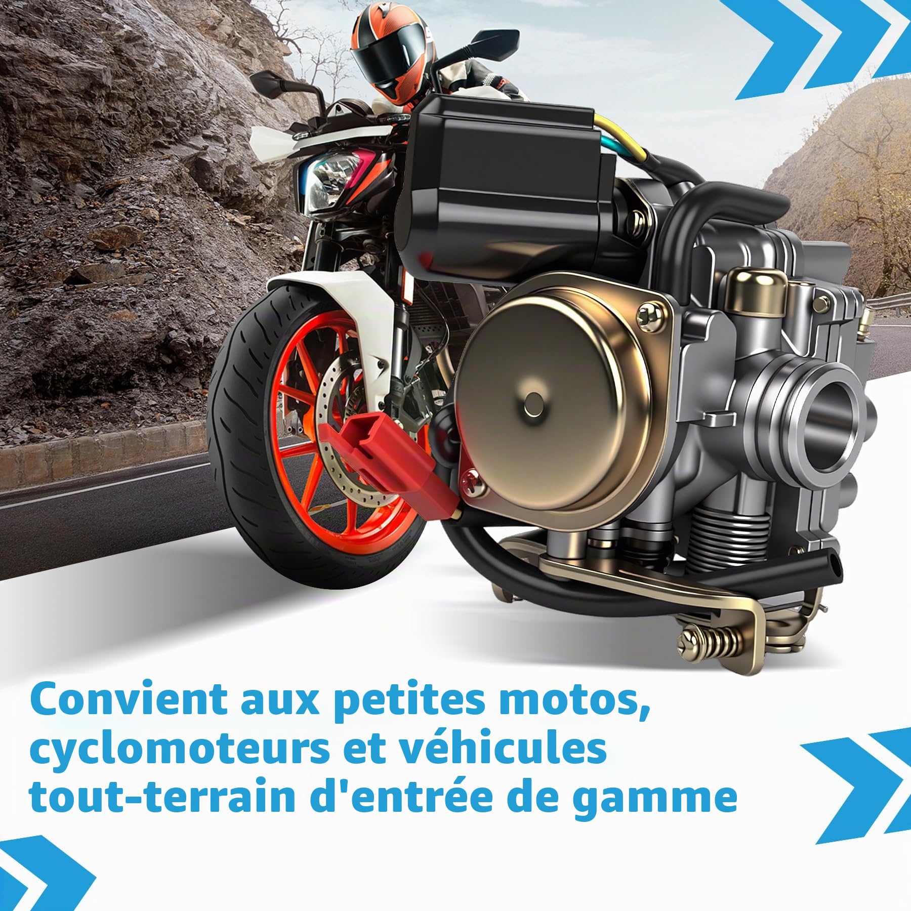 Carburateur à Scooter 50cc Carburateur 18mm pour Rex RS 400 /RS 450 /RS 460 /GY6 50cc E-Choke