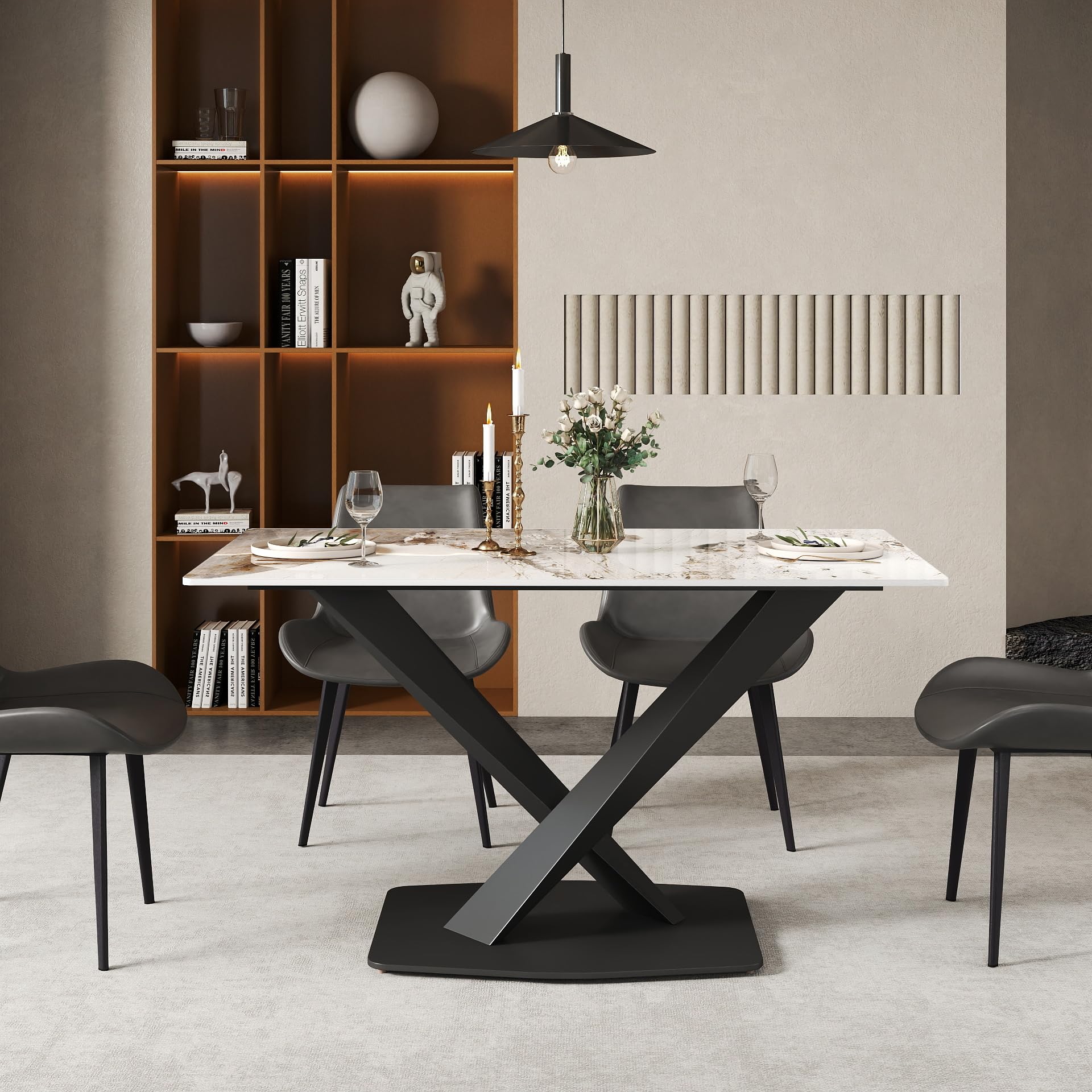 Amazon.com - Modern Dining Table for 4, Antique White Glossy