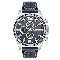 Steve Madden Orologio da uomo con cinturino, Blu navy, Argento