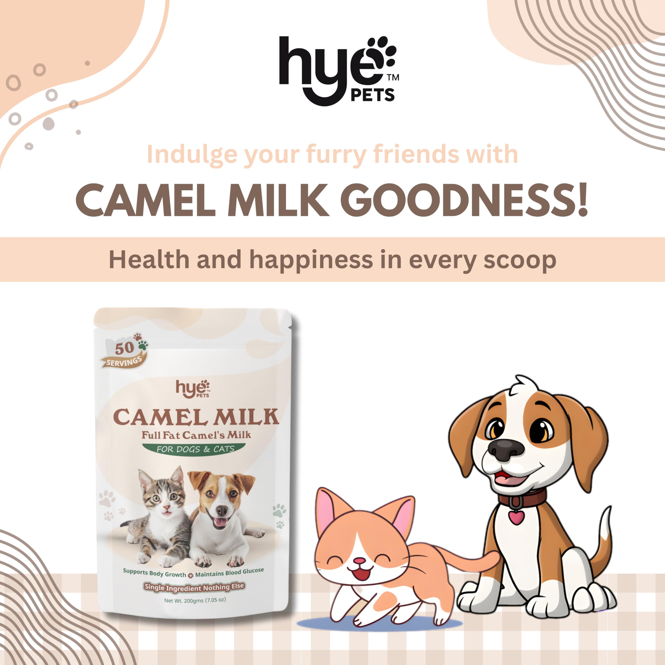 HYE Pets Full Fat Camel Milk Powder for Dogs & Cats | 200g 1