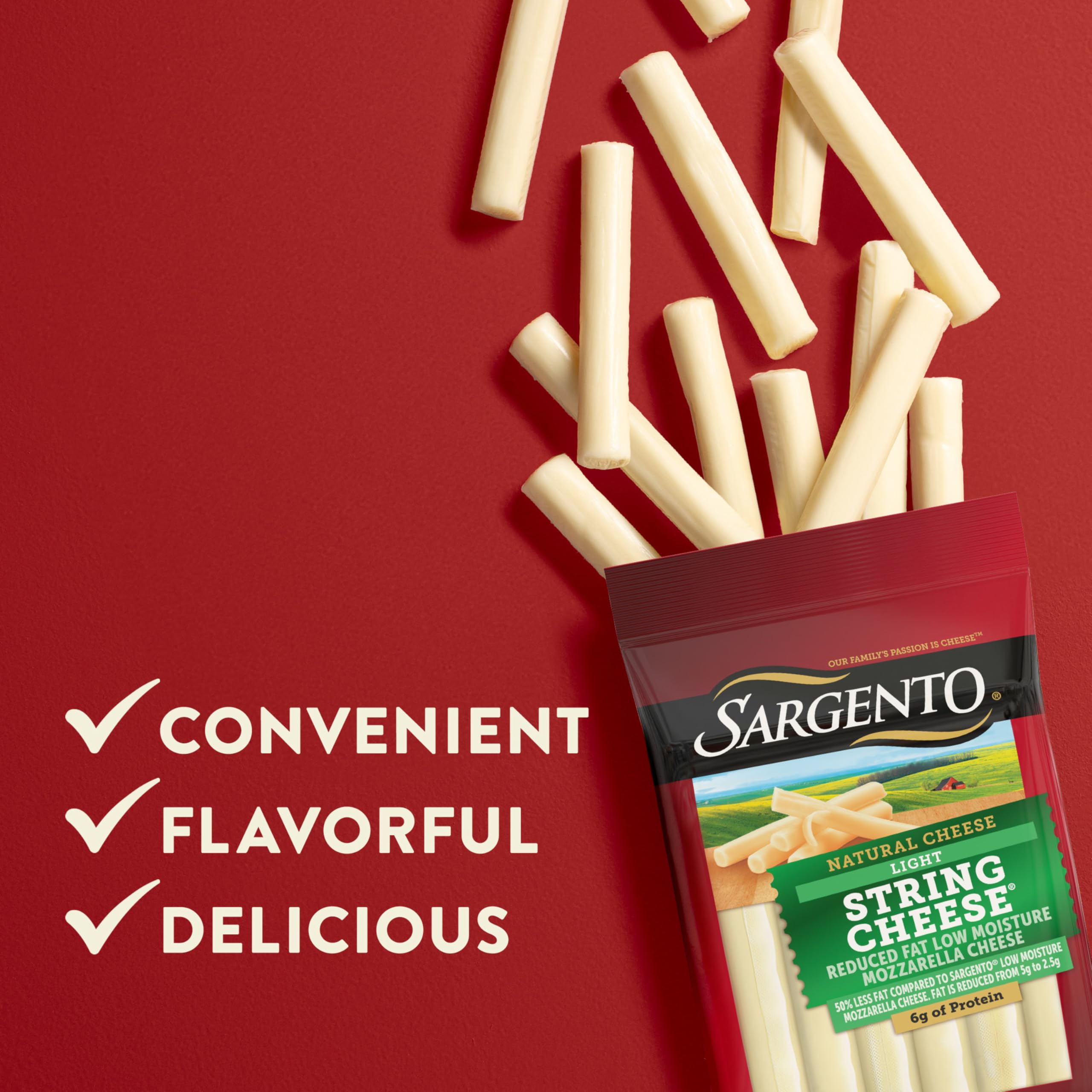 Sargento Reduced Fat Natural Low Moisture Part-Skim Mozzarella Light String Cheese 12-Count — view 4