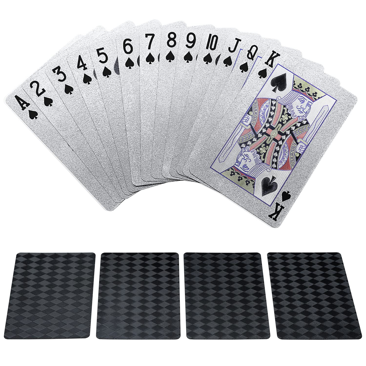 Buy Joyoldelf Black Playing Cards, Deck of Waterproof Diamond Pattern Poker  Card Decks Games with Box, 54pcs/Deck of Cards, Magic Poker Cards, Perfect  for Party and Game (Silver) Online at desertcartINDIA