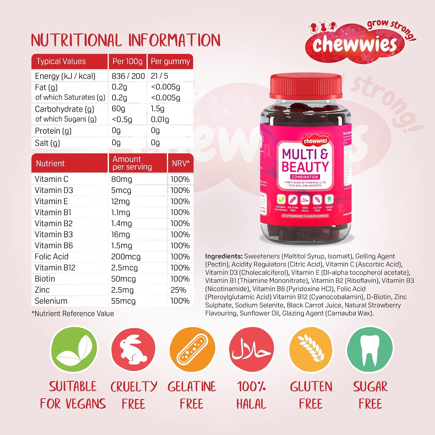 Women’s Multivitamin & Mineral – Vegan Chewable Gummies - Formulated for Women - 1-Month Supply by Chewwies Vitamins
