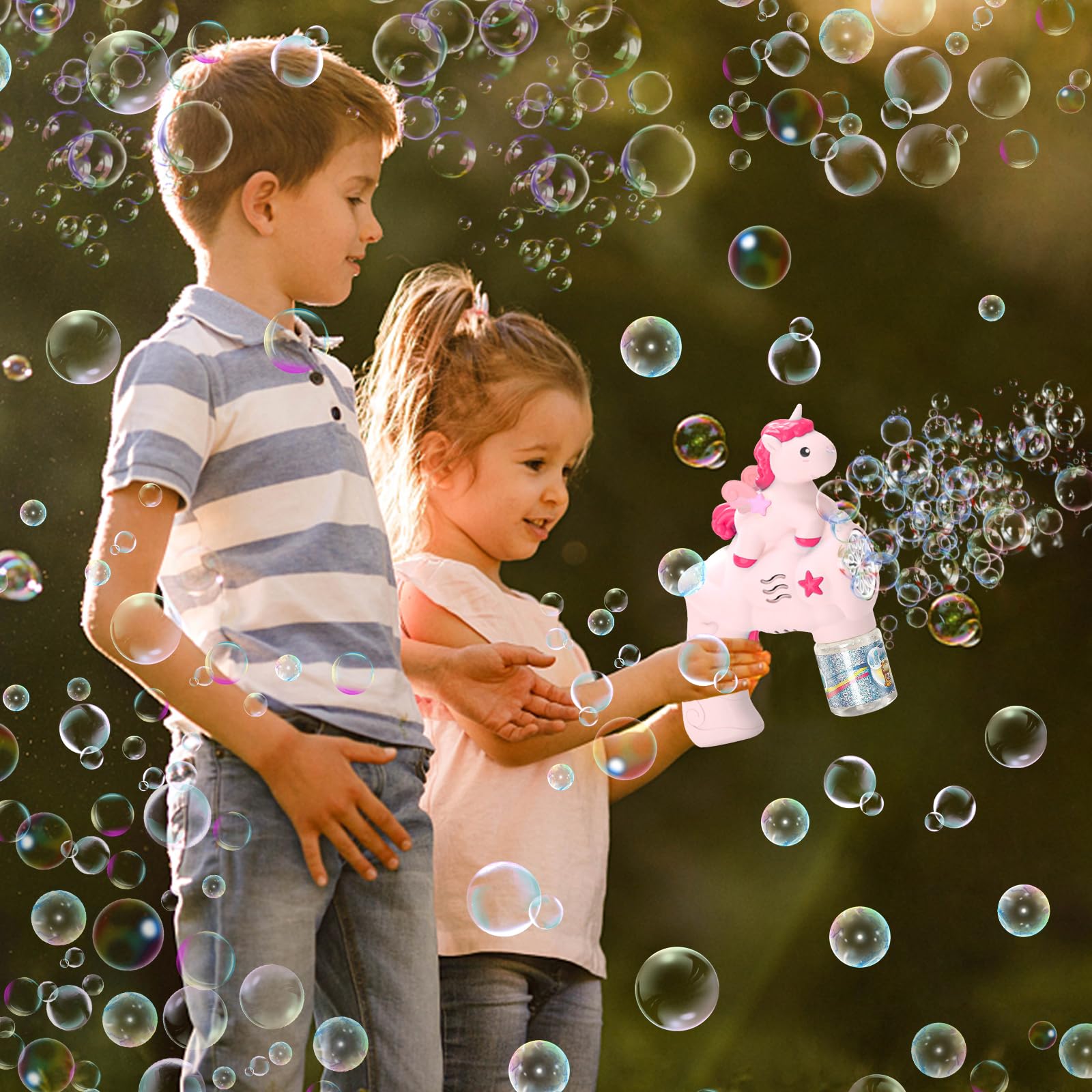 Machine à Bulles, Pistolet A Bulles Pour Enfant, Mitrailleuse à Bulles Licorne, Machine A Bulles Automatique 10 000 Bulles/Minute, Avec Bulles De Savon 90 Ml Pour Enfants/Cadeaux D'anniversaire/Fêtes - 5