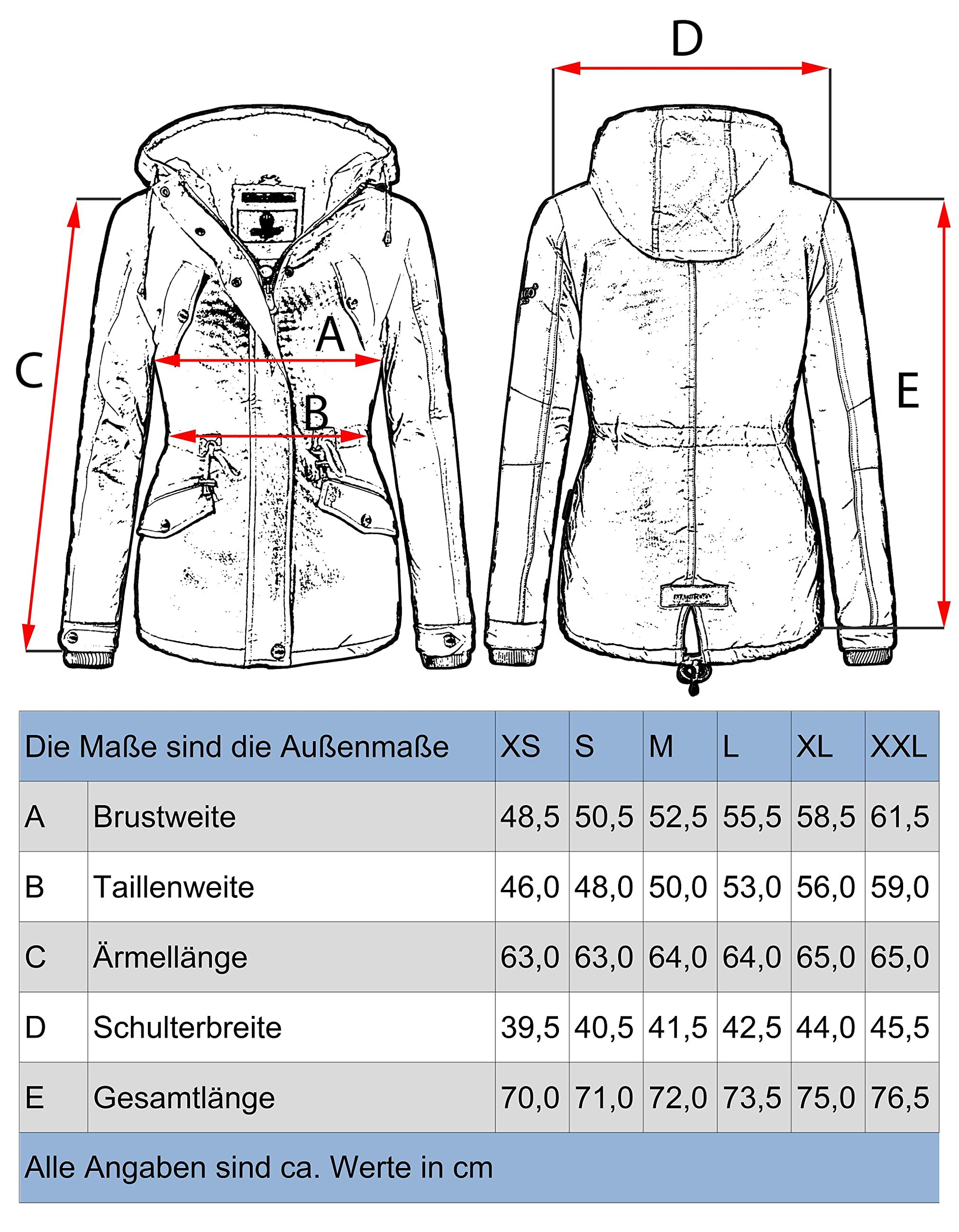 MARIKOO Damen warme Winterjacke mit kuscheliger verstellbarer Kapuze Manolya XS-5XL