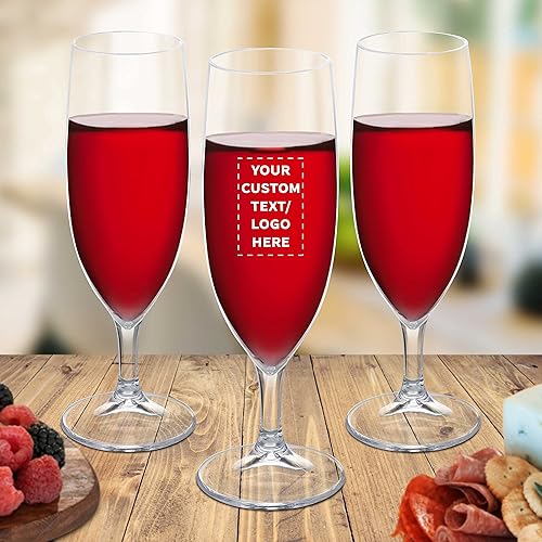 Miniatura 8 de DISCOUNT PROMOS Juego de 100 copas de champán de plástico, 6.7 onzas, texto personalizable, logotipo, plástico, utensilios de bar, elegante,