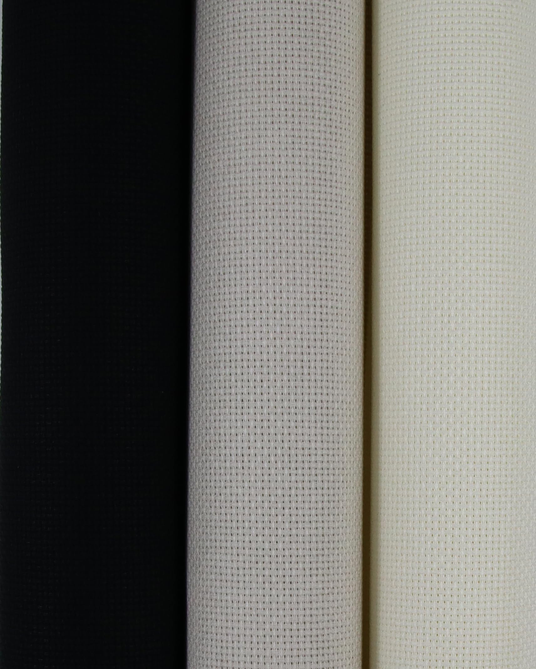 KCS 3 pc of 15" x 18"(38cmx45cm) Counted Cross Stitch Cotton Aida Cloth Needlework Rolled Fabric Box,16CT,Antique White+Pearl Grey+Black
