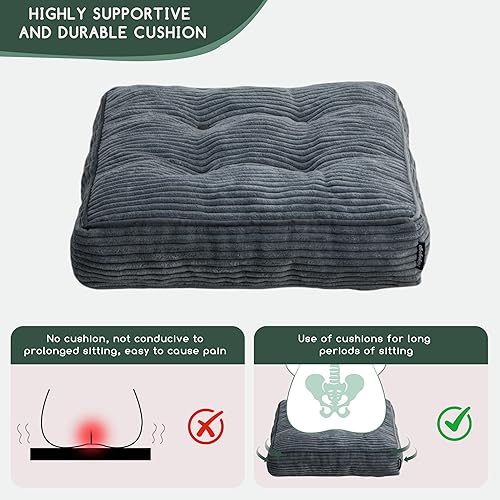 Miniatura 5 de Cojín de asiento reclinable de pana copetudo para ancianos, cojín cuadrado grande de espuma de alta densidad para silla reclinable, almohada de