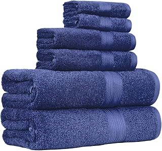 26 Blue Bathroom Ideas That Feel Fresh and Serene 142 Amazon Basics 6 Piece Oversized Fade resistant Towel set, 100% Cotton to...
