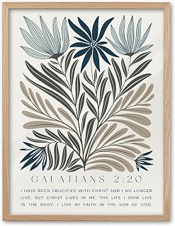 EcoHest 12x16 in Galatians 2:20 Botanical Floral Framed Christian Wall Art