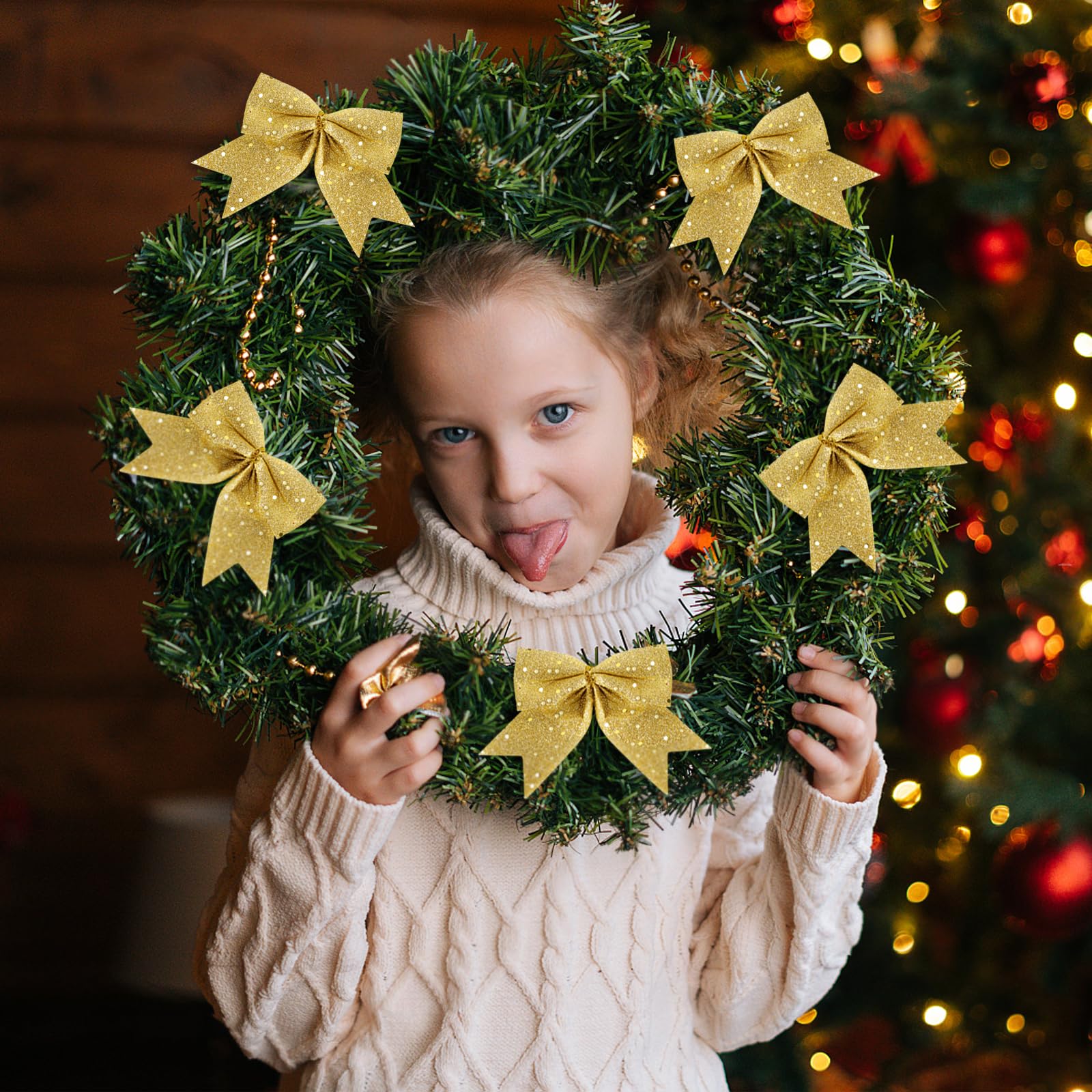 Décorations De Noël Ohufall 12 Pcs Nœud En Velours Pour Arbre De Noël Couronne Nœud Décoration