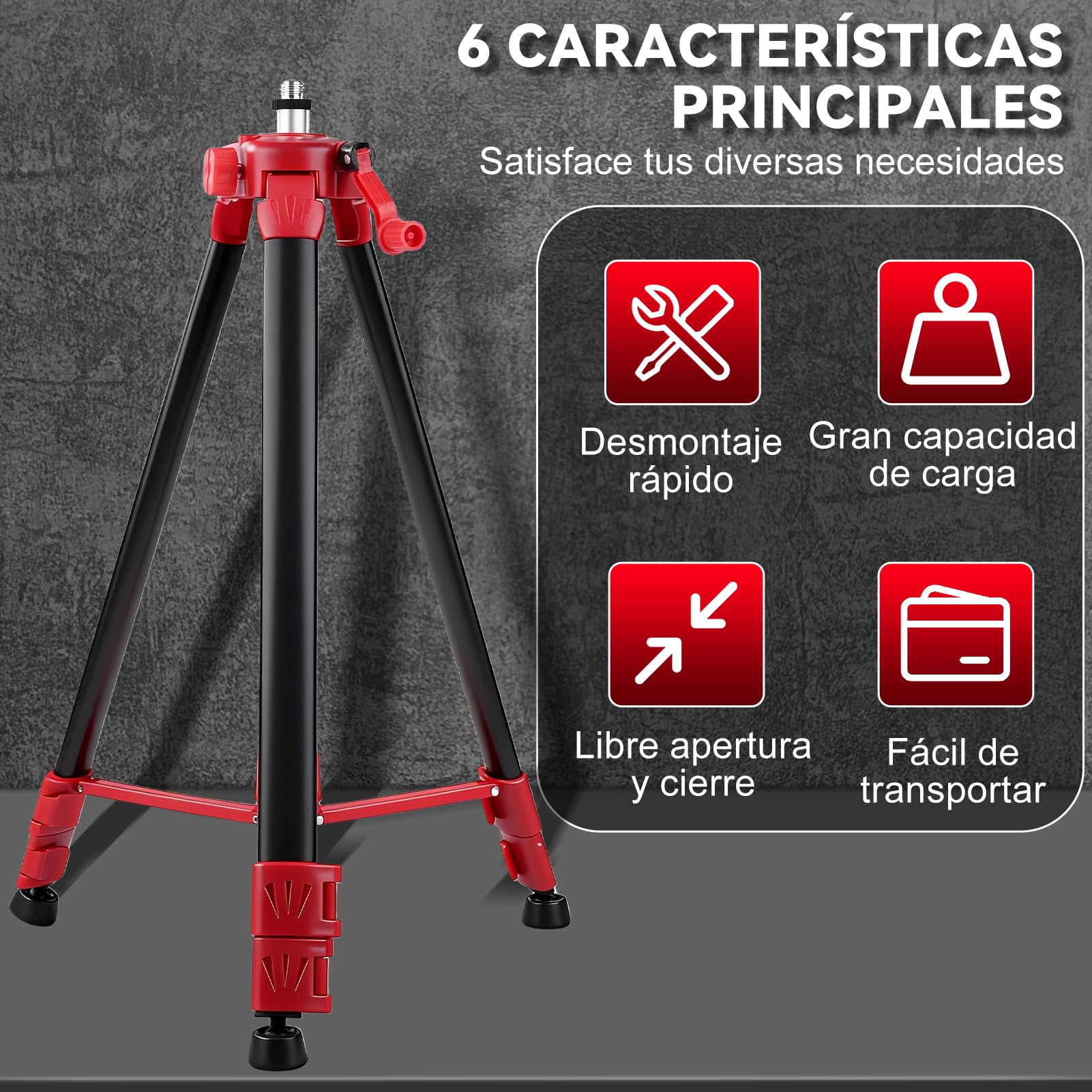 Trípode para Nivel Laser Portátil, trípode telescópico ajustable de 1,5 m, Roscas de 5/8 a 1/4 de Pulgada para Medidores Láser